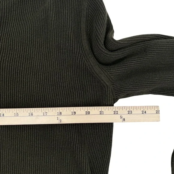 Eddie Bauer Mens XLT Olive Green Ribbed Cotton Henley Sweater Mock Neck 2869 - Picture 4 of 8